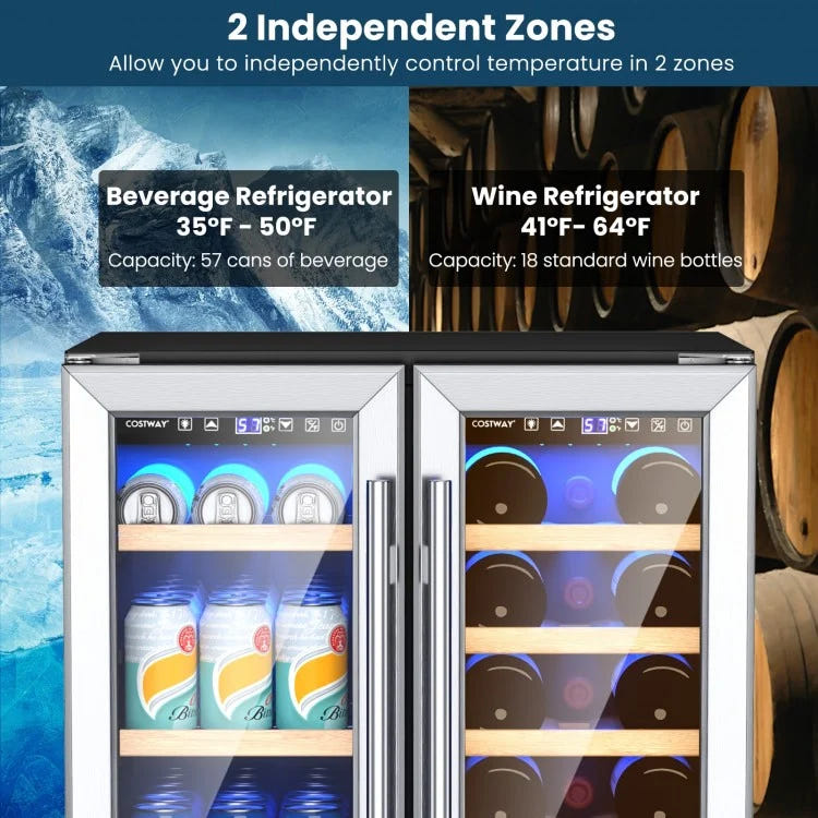 Costway 24" Dual Zone Wine and Beverage Cooler