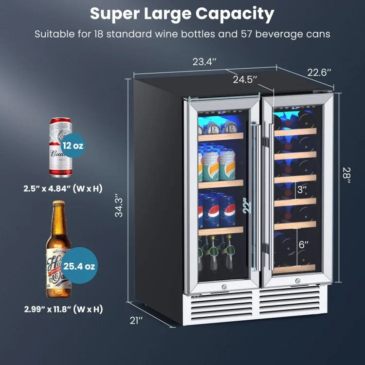 Costway 24" Dual Zone Wine and Beverage Cooler