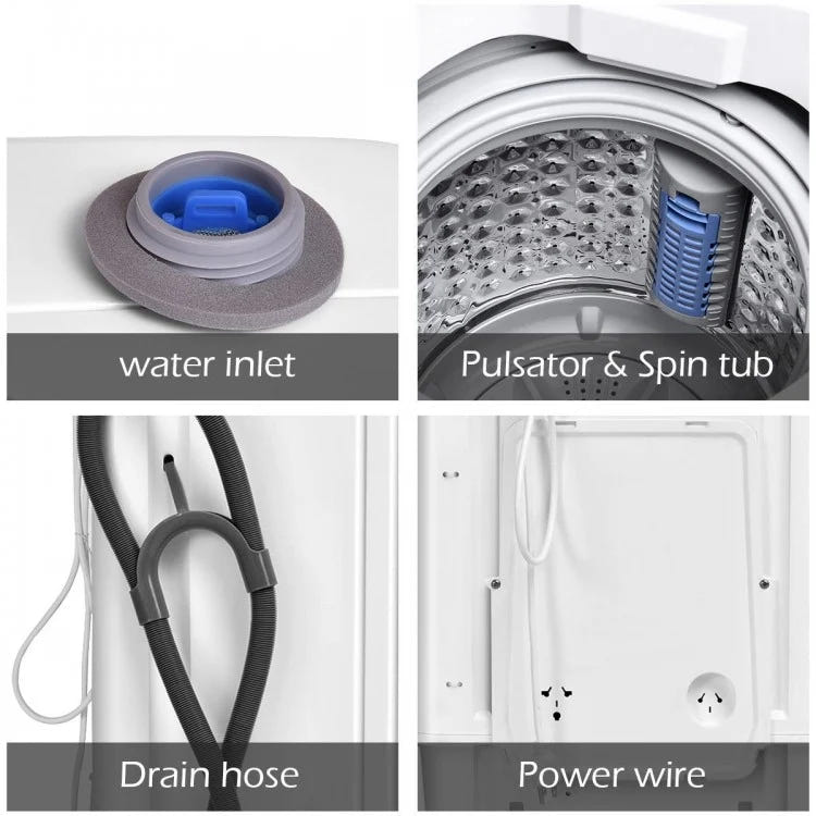 Costway 17" Portable Automatic Laundry Washing Machine with Drain Pump