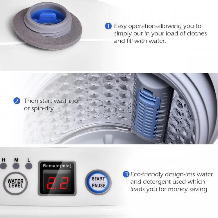 Costway 17" Portable Automatic Laundry Washing Machine with Drain Pump