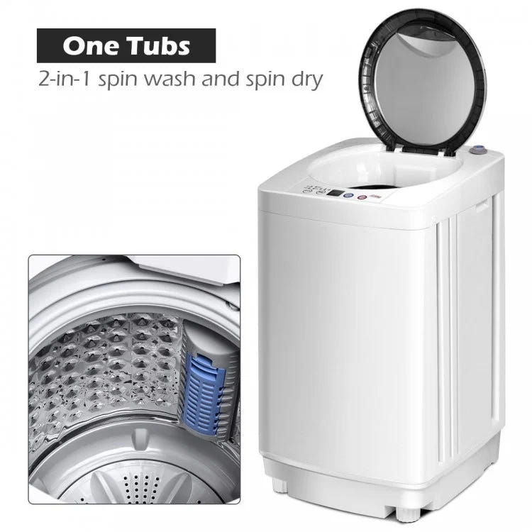 Costway 17" Portable Automatic Laundry Washing Machine with Drain Pump