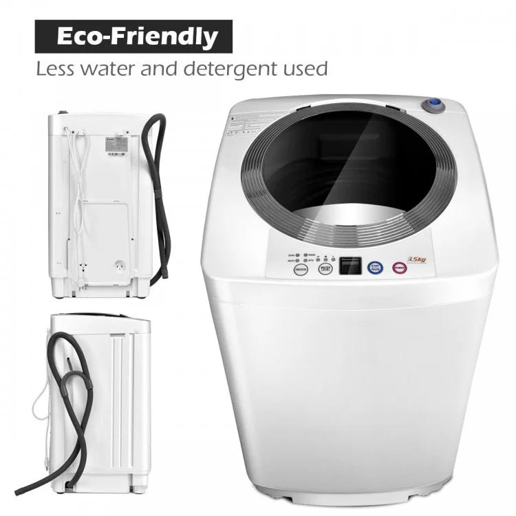 Costway 17" Portable Automatic Laundry Washing Machine with Drain Pump