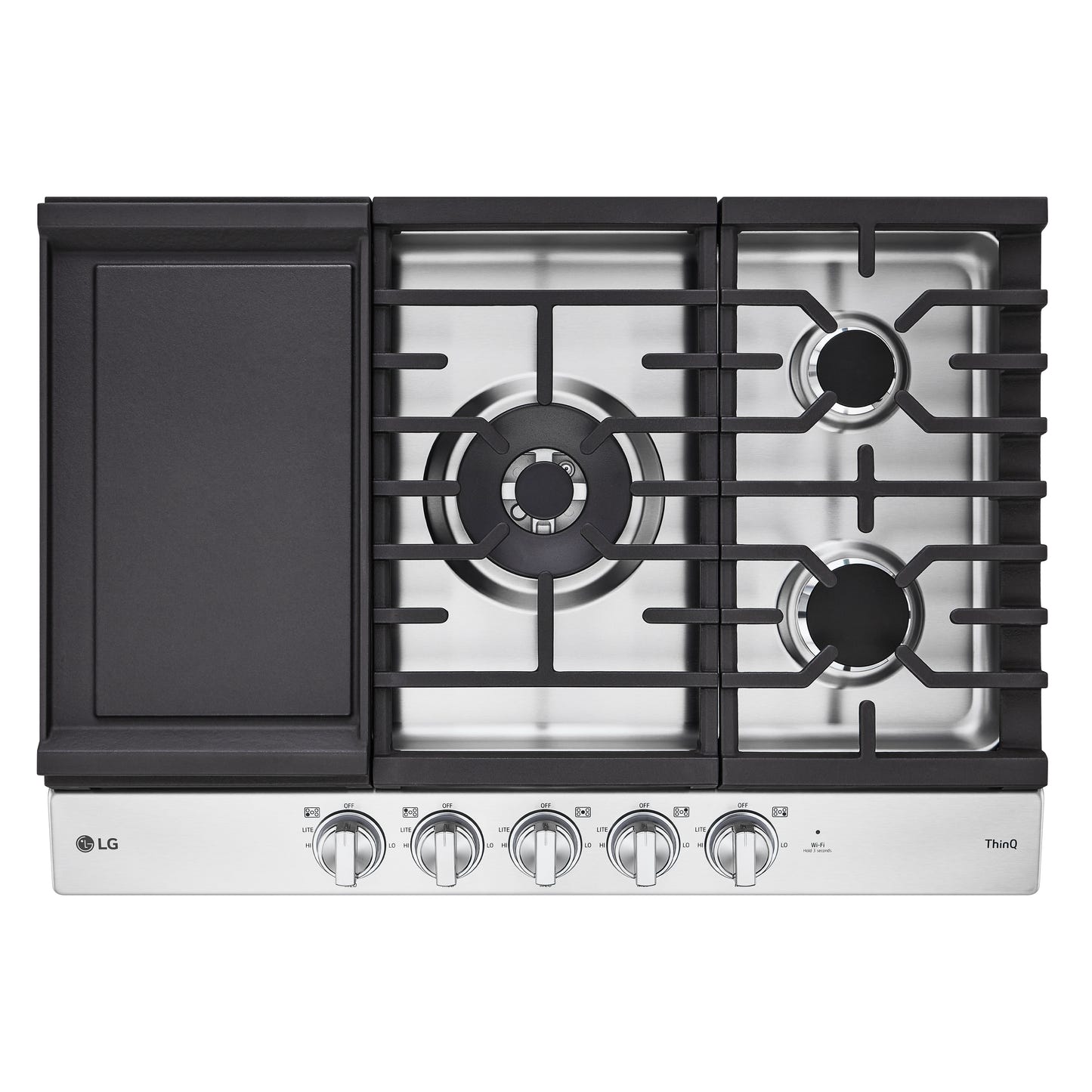 30” Smart Gas Cooktop with UltraHeat™ 22K BTU Dual Burner and LED Knobs CBGJ3027S