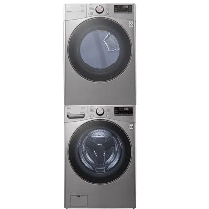 LG 洗衣机 WM3850HVA 和电动烘干机 DLEX3850V 及堆叠套件 KSTK4