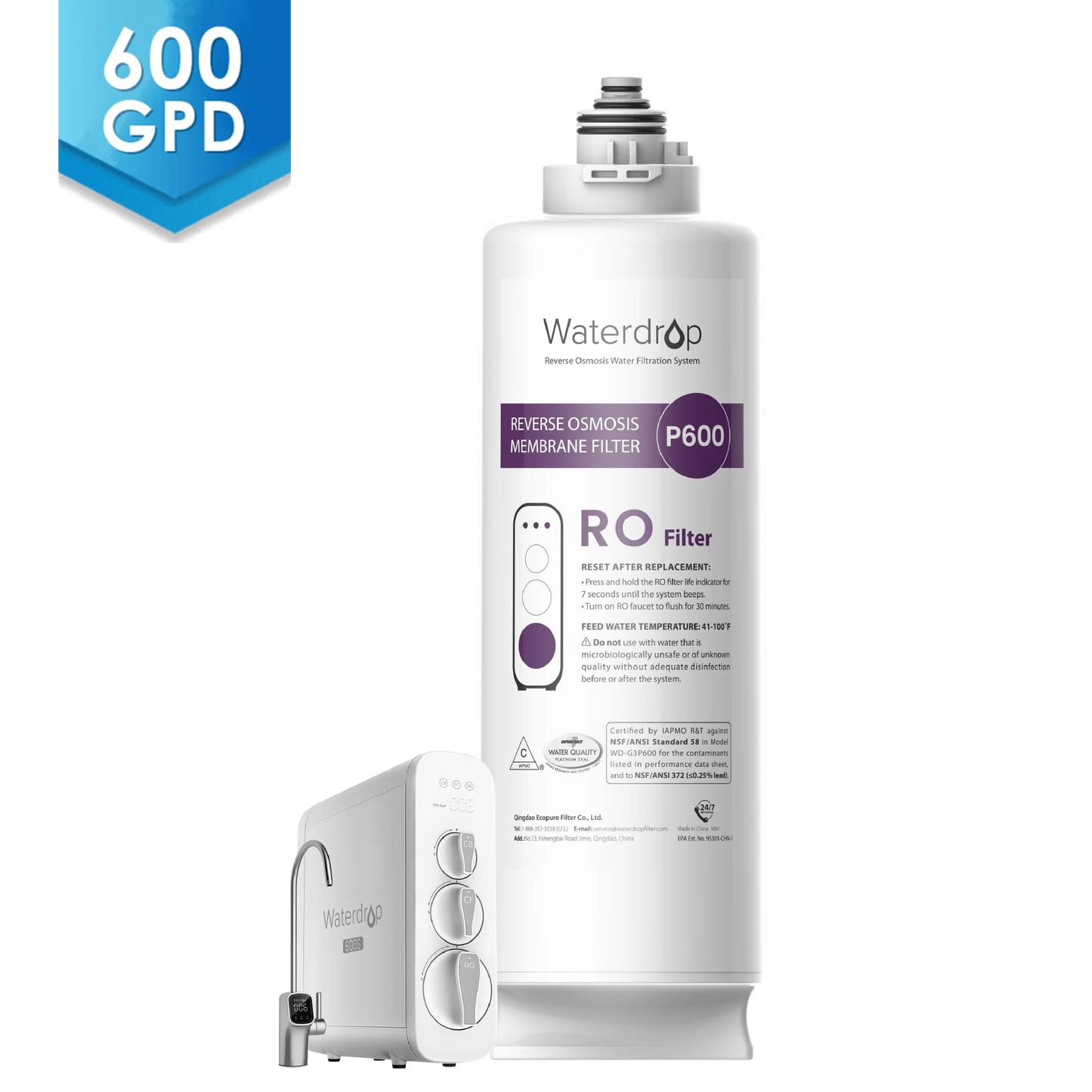 WD-G3P600-RO Filter for Waterdrop G3P600 Reverse Osmosis System | 600GPD