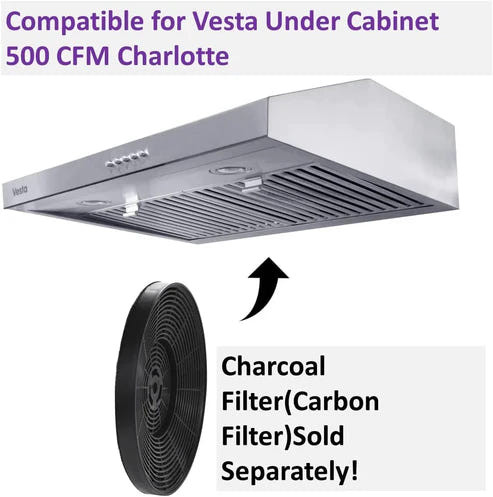 30" Vesta Charlotte 500 CFM Under Cabinet Range Hood in Stainless Steel