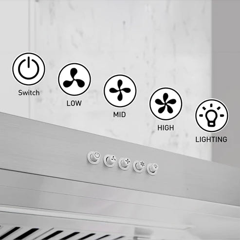 30" Vesta Charlotte 500 CFM Under Cabinet Range Hood in Stainless Steel