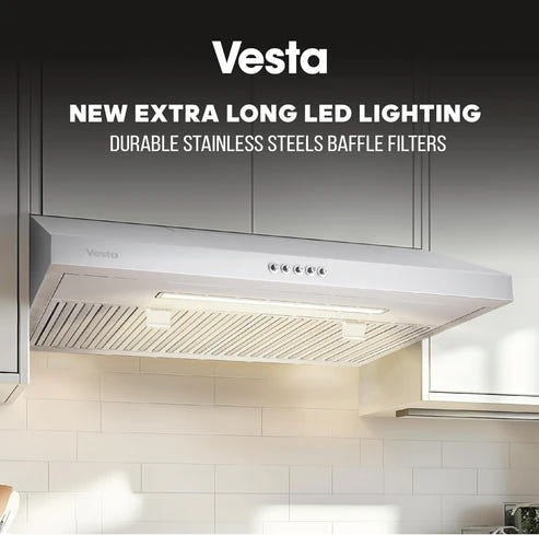 30" Vesta Charlotte 500 CFM Under Cabinet Range Hood in Stainless Steel