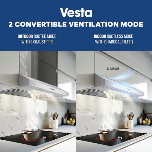 30" Vesta Charlotte 500 CFM Under Cabinet Range Hood in Stainless Steel