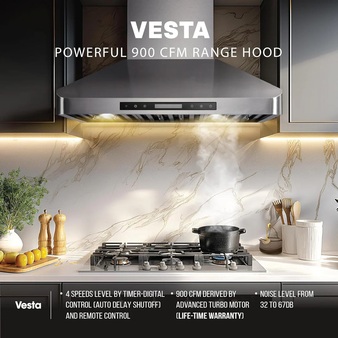 London 36" stainless steel wall-mounted range hoods