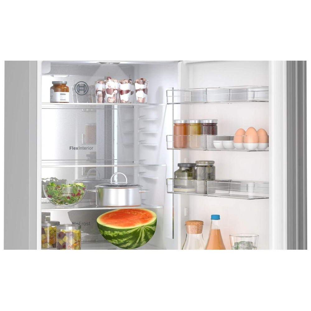 Bosch 800 Series B24CB80ESW Bottom Freezer Refrigerator, 24 inch Width, ENERGY STAR Certified, Counter Depth, 12 cu. ft. Capacity, Water Dispenser (Interior), Ice Dispenser (Freezer Located), White colour
