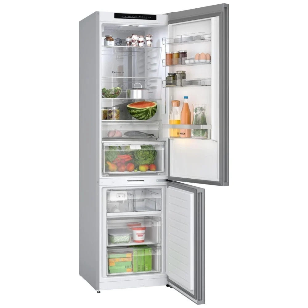 Bosch 800 Series B24CB80ESW Bottom Freezer Refrigerator, 24 inch Width, ENERGY STAR Certified, Counter Depth, 12 cu. ft. Capacity, Water Dispenser (Interior), Ice Dispenser (Freezer Located), White colour