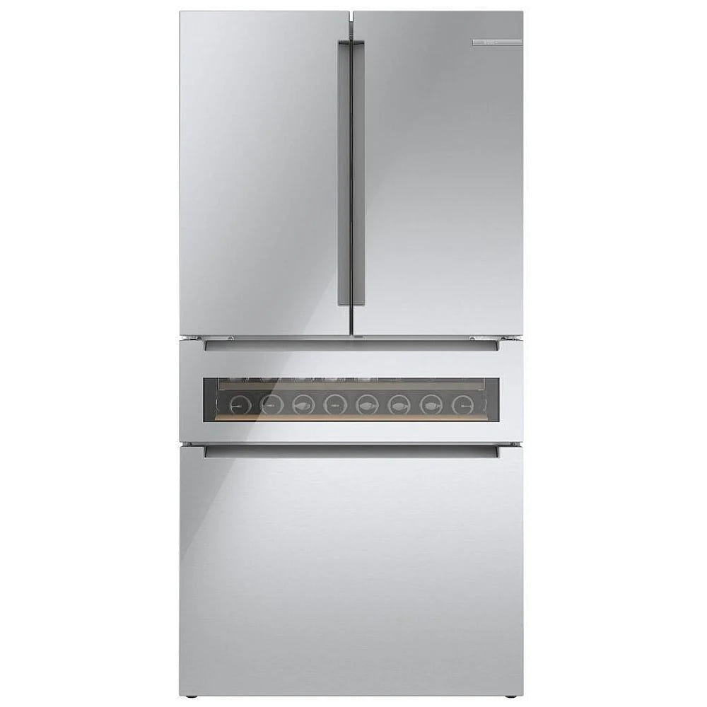 800 Series, French Door Bottom Mount Refrigerator, Glass door, 36'', Stainless Steel B36CL81ENG