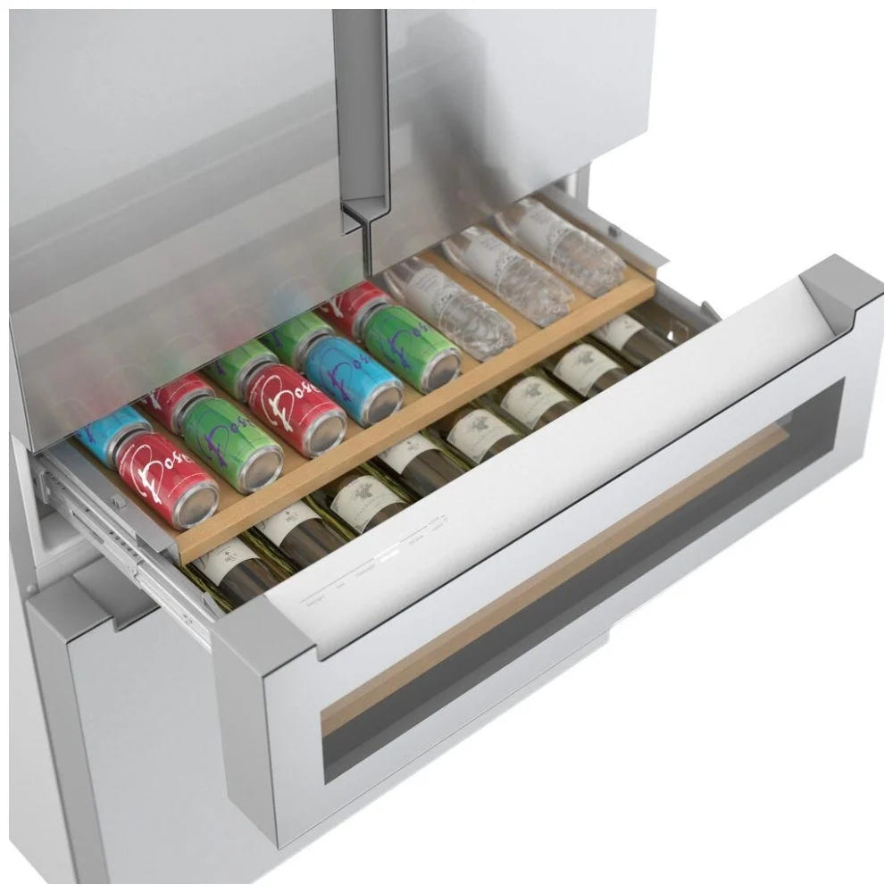 800 Series, French Door Bottom Mount Refrigerator, Glass door, 36'', Stainless Steel B36CL81ENG