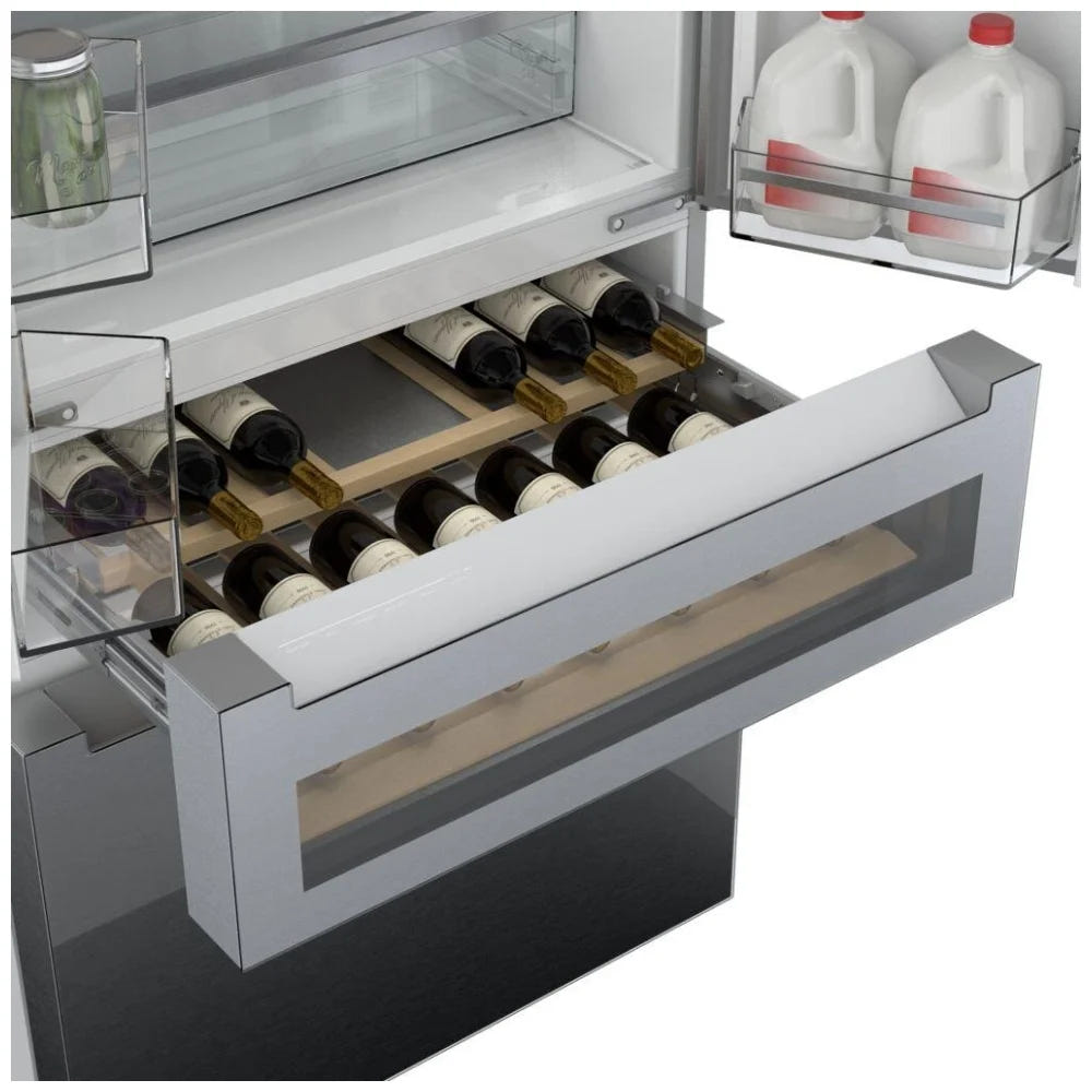 800 Series, French Door Bottom Mount Refrigerator, Glass door, 36'', Stainless Steel B36CL81ENG