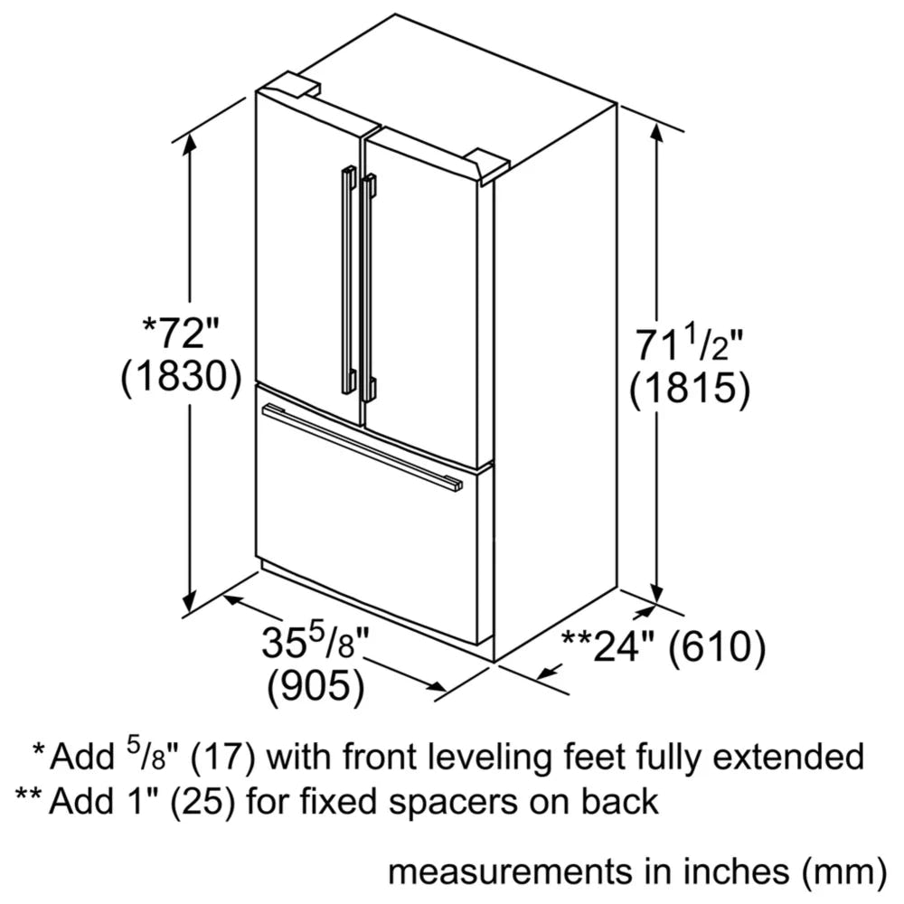 800 Series, French Door Bottom Mount, 36'', Brushed black steel anti-fingerprint B36CT80SNB