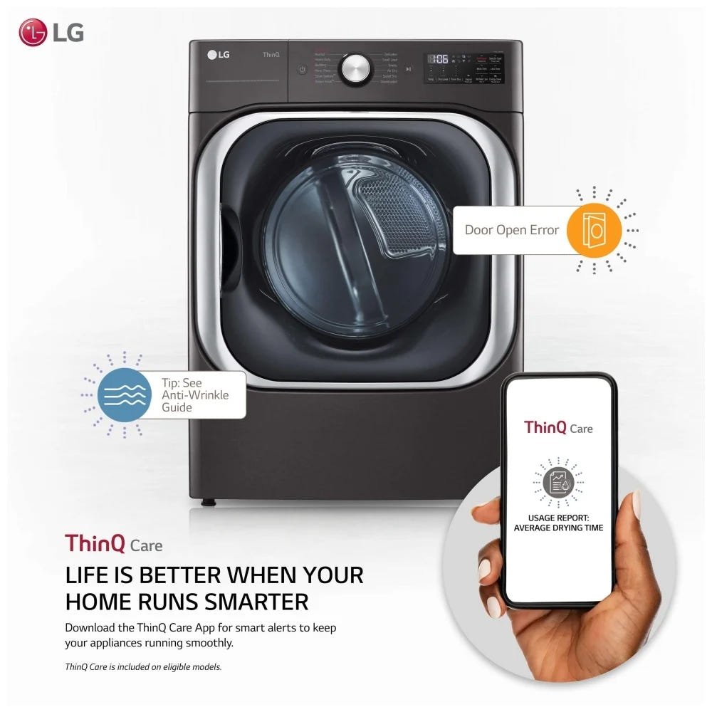 9.0 cu. ft. Mega Capacity Smart wi-fi Enabled Front Load Electric Dryer with TurboSteam™ and Built-In Intelligence DLEX8900B
