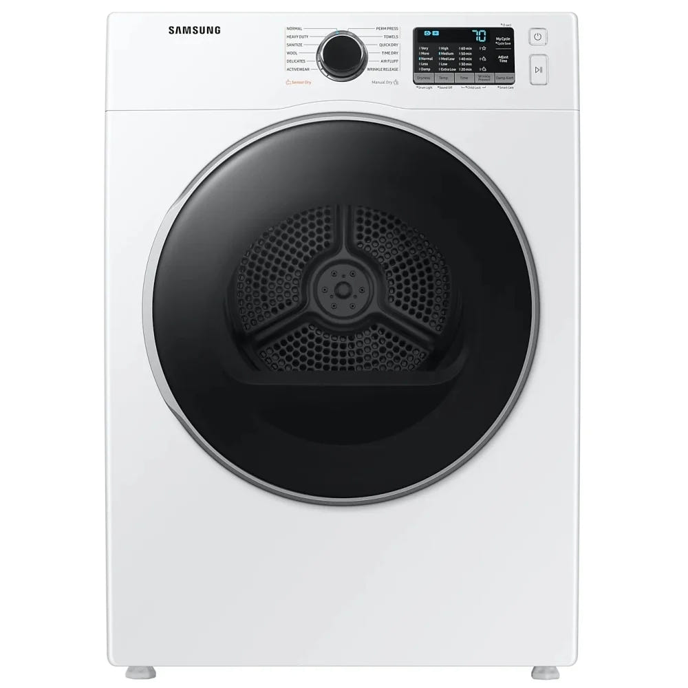 Samsung DV25B6800EW Ventless Electric Dryer, 4 cu. ft. Dryer Capacity, Stackable, Steel Drum, White colour