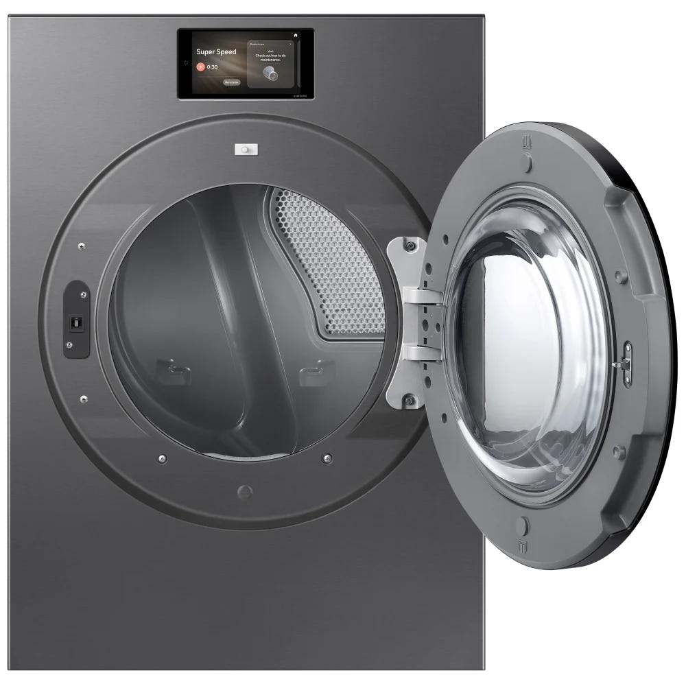 Samsung Bespoke DV90F53AESAC Electric Dryer, 7.6 cu. ft. Dryer Capacity, Steam Clean, 5 Temperature Settings, Stackable, Steel Drum, Wifi Enabled, Dark Steel colour