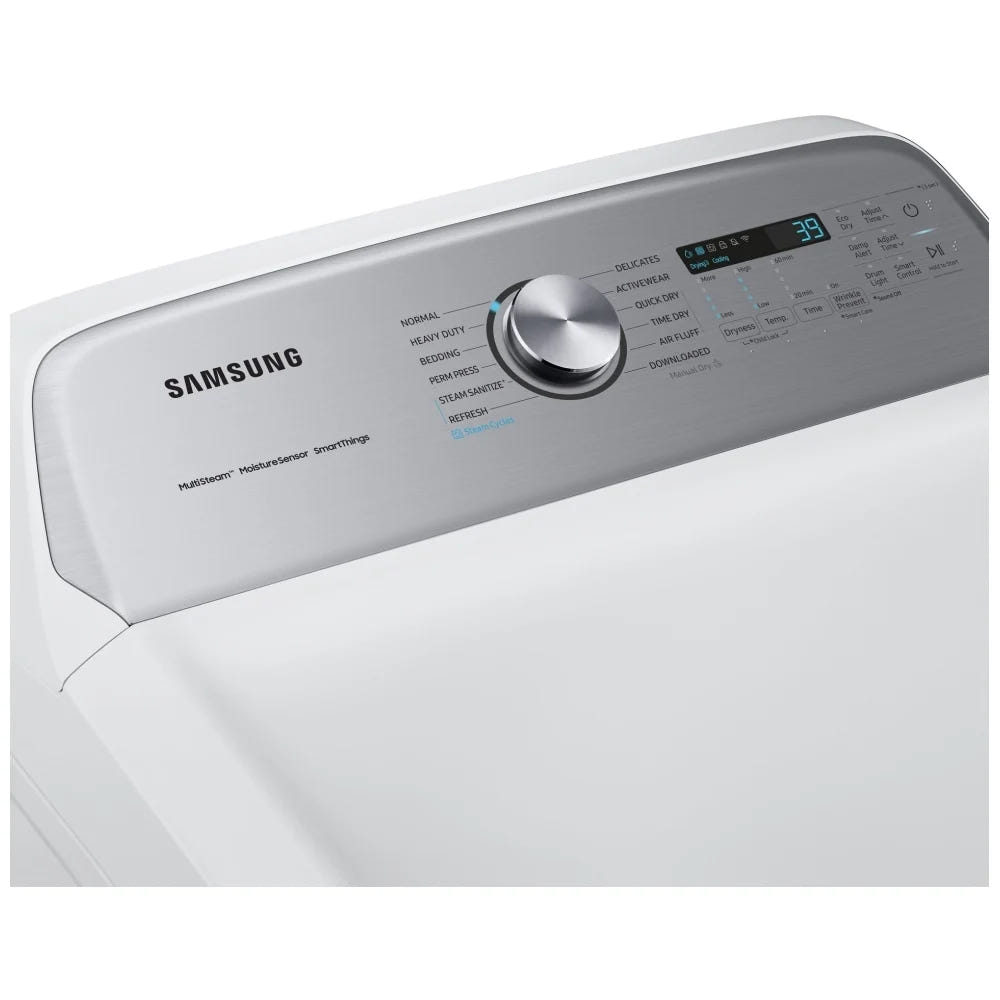 Samsung DVE52DG5505WAC Electric Dryer, 7.5 cu. ft. Dryer Capacity, 12 Dry Cycles, Steam Clean, 5 Temperature Settings, Plastic Drum, Wifi Enabled, White colour