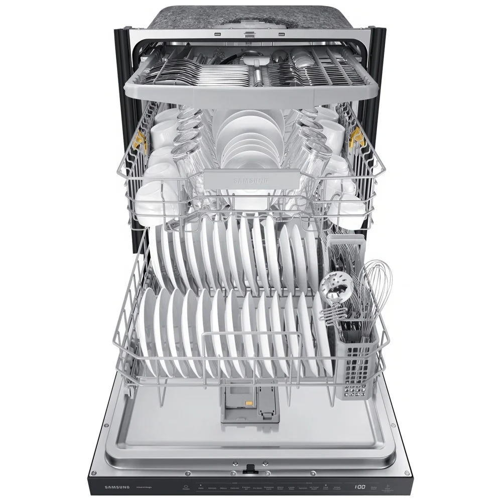Samsung DW80CG5450MTAA Dishwasher, 24 inch Exterior Width, 45 dB Decibel Level, Fully Integrated, Stainless Steel (Interior), 7 Wash Cycles, 15 Capacity (Place Settings), Wifi Enabled, Matt Black Steel colour