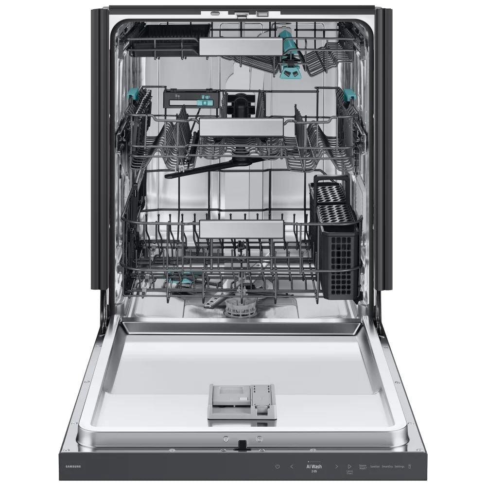 Samsung DW90F89T0UMTAA Dishwasher, 24 inch Exterior Width, 38 dB Decibel Level, Fully Integrated, Stainless Steel (Interior), 10 Wash Cycles, 16 Capacity (Place Settings), Wifi Enabled, Matt Black Steel colour