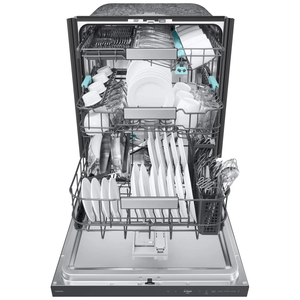 Samsung DW90F89T0UMTAA Dishwasher, 24 inch Exterior Width, 38 dB Decibel Level, Fully Integrated, Stainless Steel (Interior), 10 Wash Cycles, 16 Capacity (Place Settings), Wifi Enabled, Matt Black Steel colour