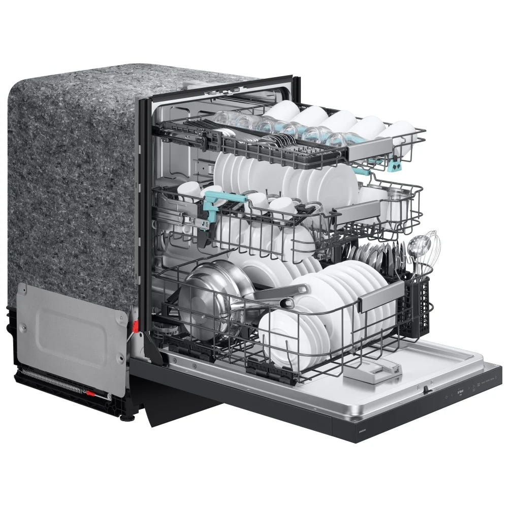 Samsung DW90F89T0UMTAA Dishwasher, 24 inch Exterior Width, 38 dB Decibel Level, Fully Integrated, Stainless Steel (Interior), 10 Wash Cycles, 16 Capacity (Place Settings), Wifi Enabled, Matt Black Steel colour