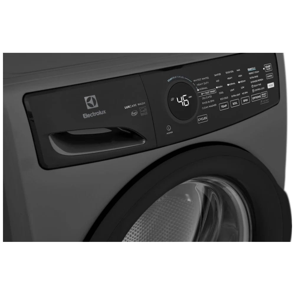 Electrolux ELFW7437AT Front Load Washer, ENERGY STAR Certified, 5.2 cu. ft. Washer Capacity, 1,300 RPM Washer Spin Speed, 7 Wash Cycles, 5 Temperature Settings, Water Heater, Steam Clean, Titanium colour