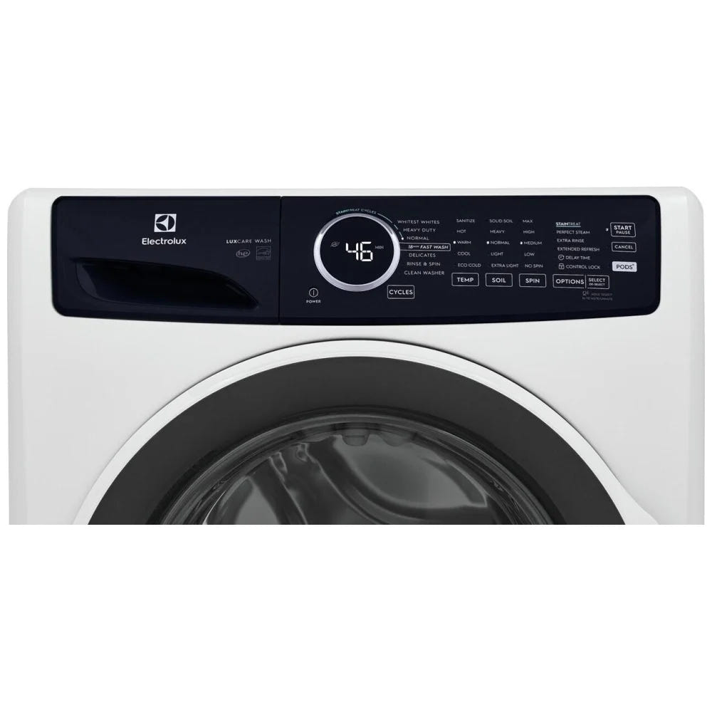 Electrolux ELFW7437AW Front Load Washer, ENERGY STAR Certified, 5.2 cu. ft. Washer Capacity, 1,300 RPM Washer Spin Speed, 7 Wash Cycles, 5 Temperature Settings, Water Heater, Steam Clean, White colour