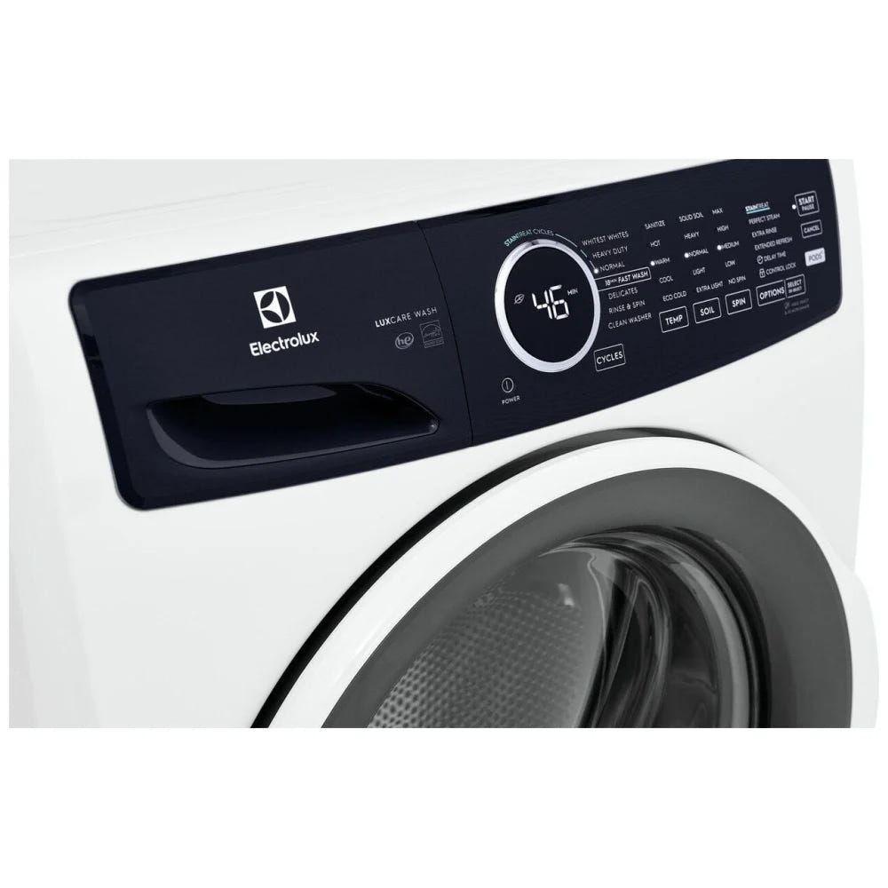Electrolux ELFW7437AW Front Load Washer, ENERGY STAR Certified, 5.2 cu. ft. Washer Capacity, 1,300 RPM Washer Spin Speed, 7 Wash Cycles, 5 Temperature Settings, Water Heater, Steam Clean, White colour