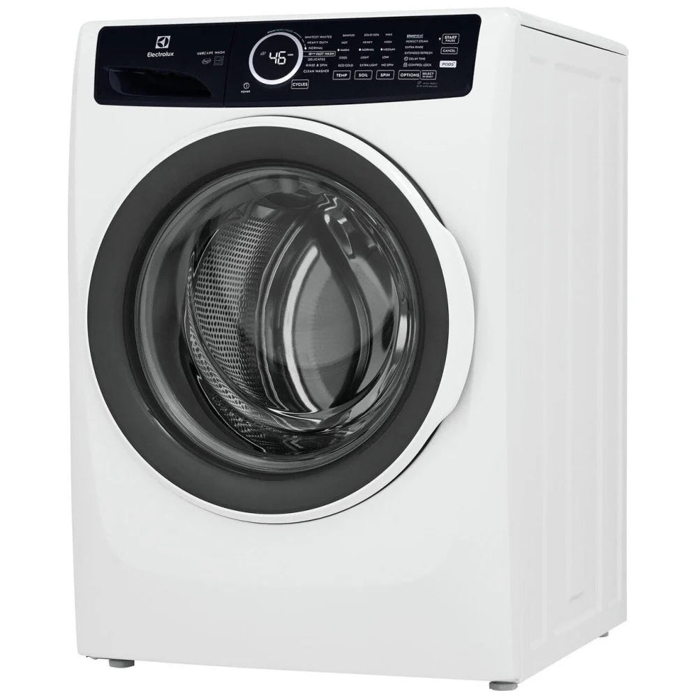 Electrolux ELFW7437AW Front Load Washer, ENERGY STAR Certified, 5.2 cu. ft. Washer Capacity, 1,300 RPM Washer Spin Speed, 7 Wash Cycles, 5 Temperature Settings, Water Heater, Steam Clean, White colour