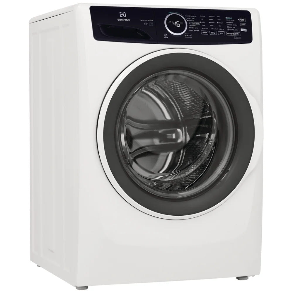 Electrolux ELFW7437AW Front Load Washer, ENERGY STAR Certified, 5.2 cu. ft. Washer Capacity, 1,300 RPM Washer Spin Speed, 7 Wash Cycles, 5 Temperature Settings, Water Heater, Steam Clean, White colour