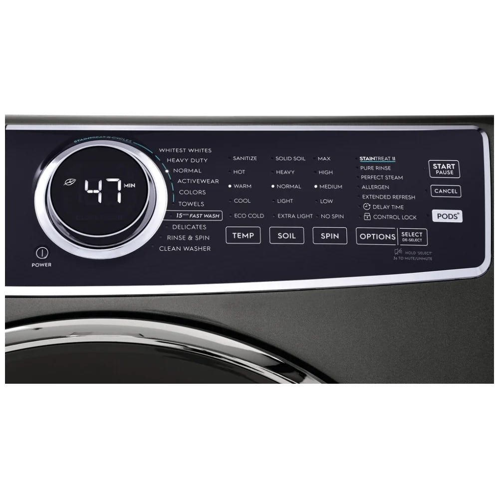 Electrolux ELFW7537AT Front Load Washer, ENERGY STAR Certified, 5.2 cu. ft. Washer Capacity, 10 Wash Cycles, 5 Temperature Settings, Steam Clean, 1300 RPM Washer Spin Speed, Water Heater, Titanium colour