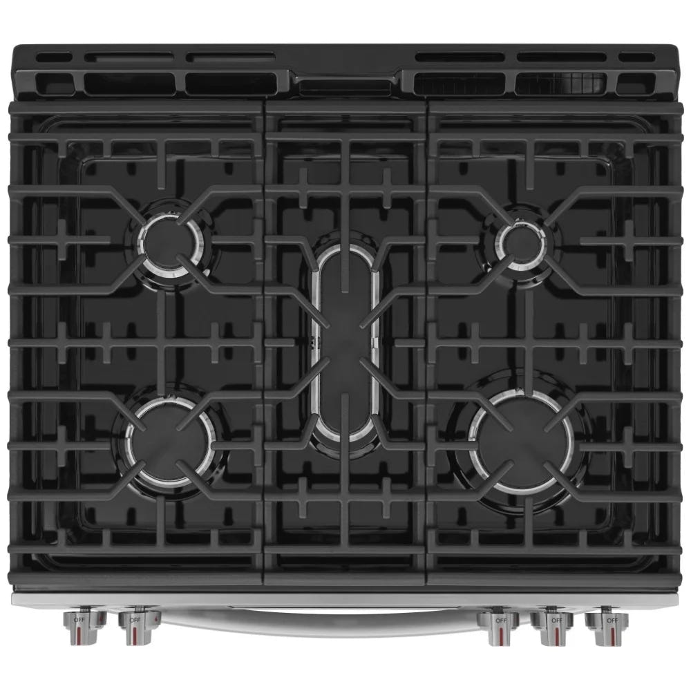 Frigidaire Gallery GCFG3059BF 30 英寸燃气灶 6 立方英尺 5 个燃烧器 18K BTU 不锈钢色,防污