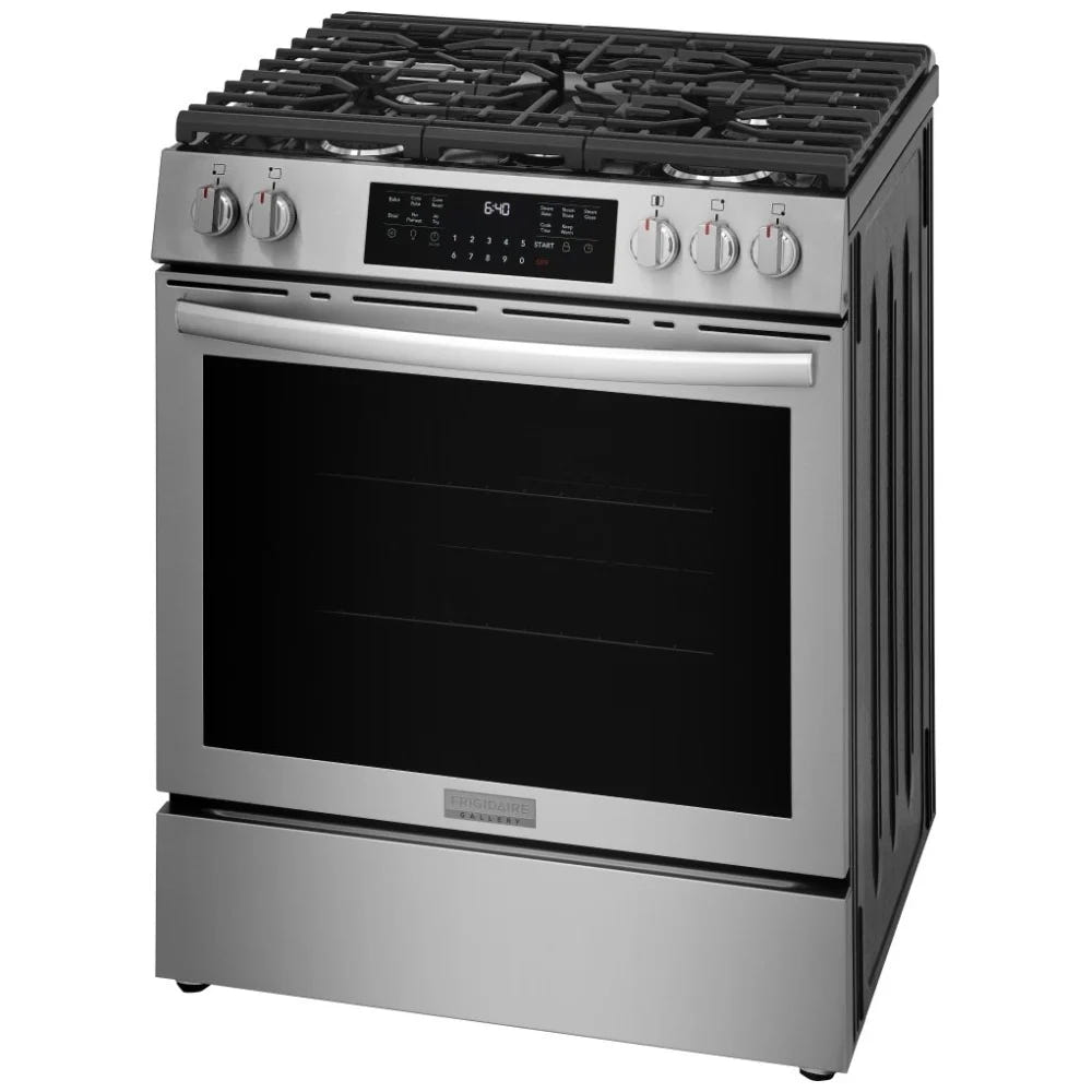Frigidaire Gallery GCFG3059BF 30 英寸燃气灶 6 立方英尺 5 个燃烧器 18K BTU 不锈钢色,防污