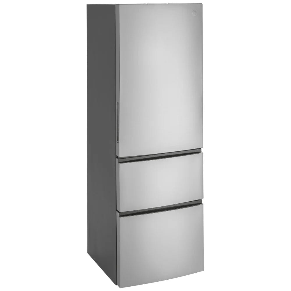 GE GLE12HSPSS Bottom Freezer Refrigerator, 24 inch Width, ENERGY STAR Certified, Counter Depth, 11.9 cu. ft. Capacity, Optional Ice Maker (Special Order), Stainless Steel colour