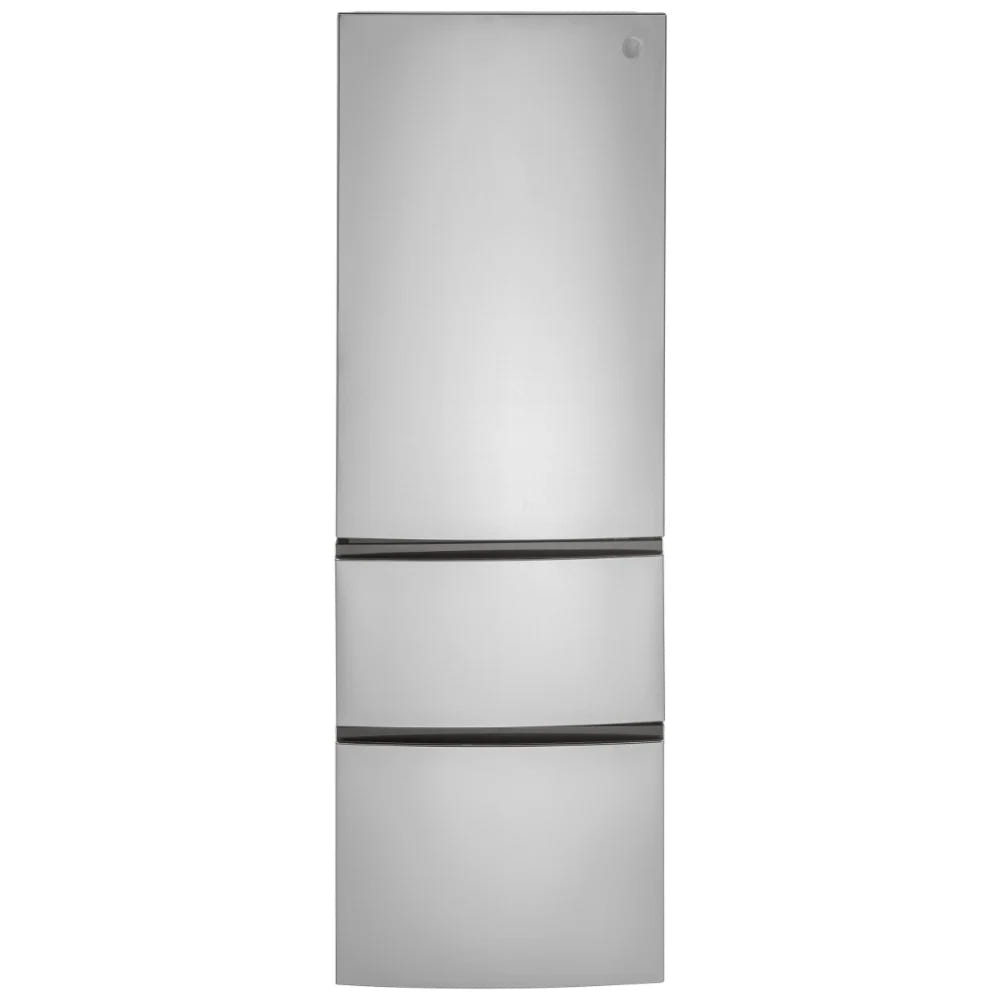 GE GLE12HSPSS Bottom Freezer Refrigerator, 24 inch Width, ENERGY STAR Certified, Counter Depth, 11.9 cu. ft. Capacity, Optional Ice Maker (Special Order), Stainless Steel colour