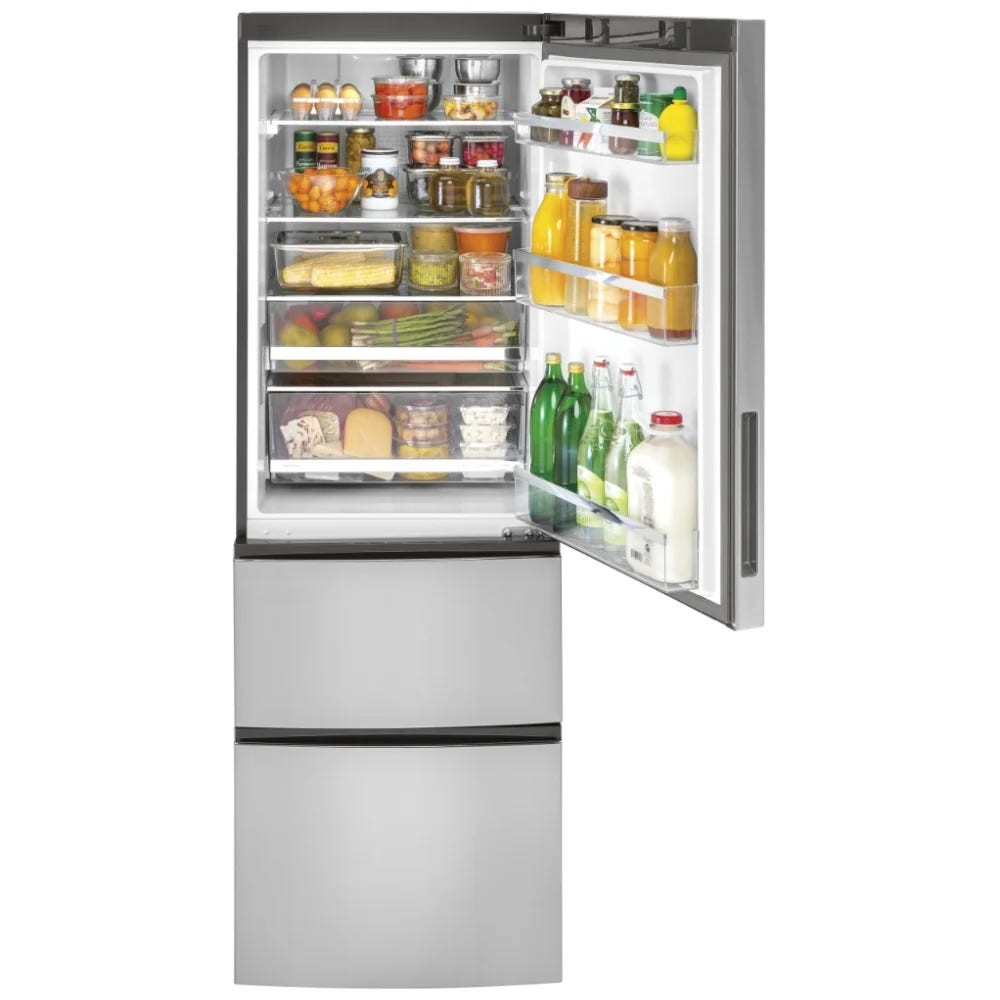 GE GLE12HSPSS Bottom Freezer Refrigerator, 24 inch Width, ENERGY STAR Certified, Counter Depth, 11.9 cu. ft. Capacity, Optional Ice Maker (Special Order), Stainless Steel colour