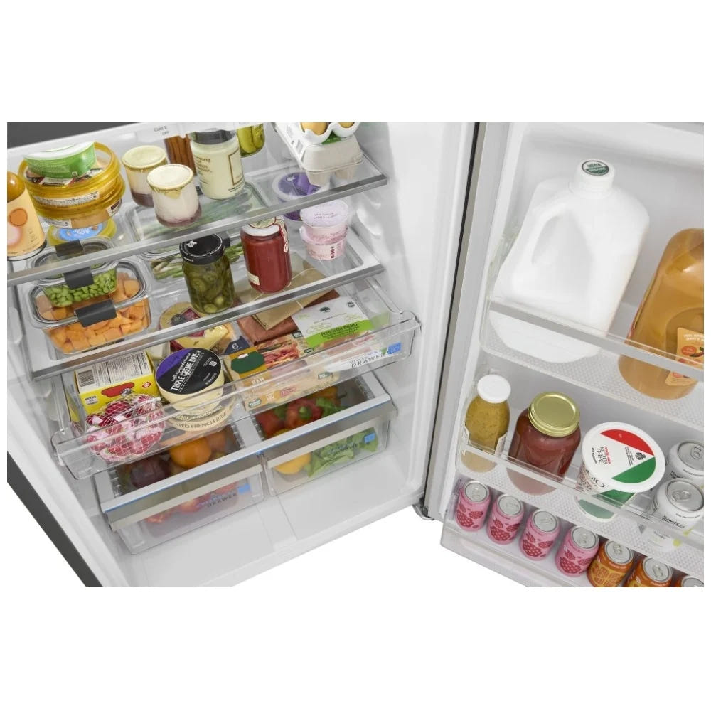 Frigidaire Gallery GRTE2055AF 顶部冷冻冰箱,30 英寸宽,能源之星认证,19.6 立方英尺容量,不锈钢颜色,CrispSeal® Plus 保鲜盒