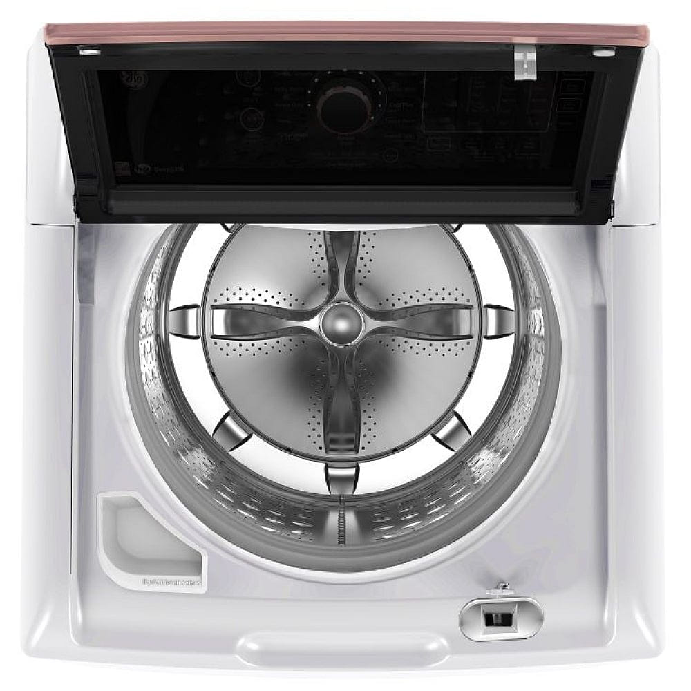 GE GTW690BMYWR Top Load Washer, 27 inch Width, 5.3 cu. ft. Washer Capacity, 14 Wash Cycles, 6 Temperature Settings, ENERGY STAR Certified, Wifi Enabled, White & Rose Gold colour