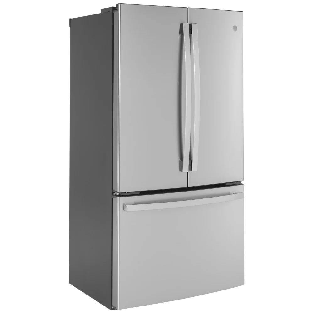 GE GWE23GYNFS Counter Depth French Door Refrigerator, 36 inch Width, ENERGY STAR Certified, Counter Depth, 23.1 cu. ft. Capacity, Ice Dispenser (Freezer Located), Stainless Steel colour