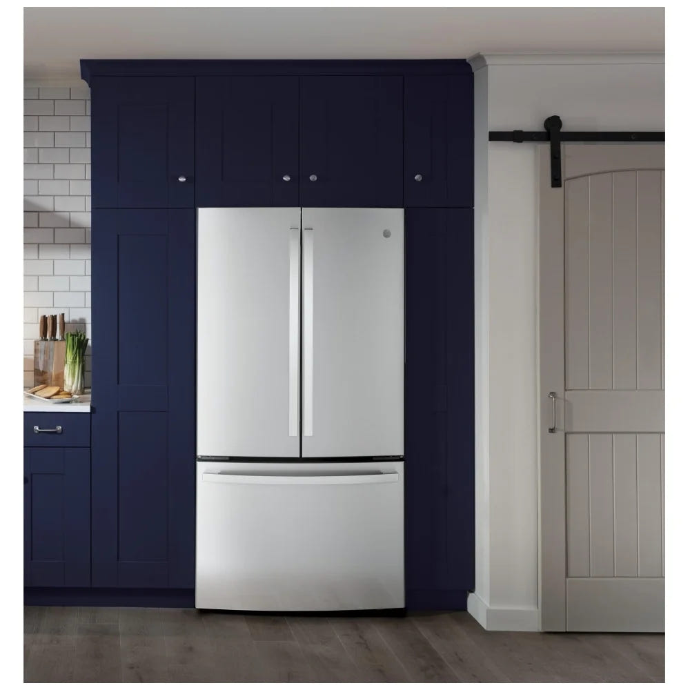 GE GWE23GYNFS Counter Depth French Door Refrigerator, 36 inch Width, ENERGY STAR Certified, Counter Depth, 23.1 cu. ft. Capacity, Ice Dispenser (Freezer Located), Stainless Steel colour