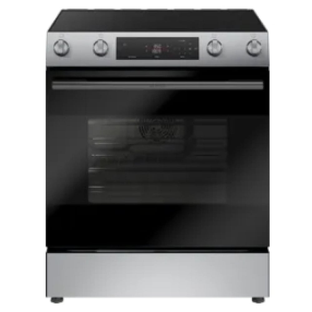 Bosch 100 Series HEF1050MC Electric Range, 30 inch Exterior Width, Self Clean, 4 Burners, Storage Drawer, Air Fry, 1 Ovens, Stainless Steel colour