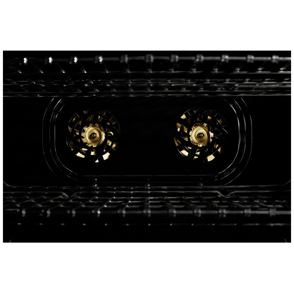 JennAir Noir JDSP536HM 双燃料炉灶,7.1 立方英尺容量,36 英寸外部宽度,真对流,4 个燃烧器