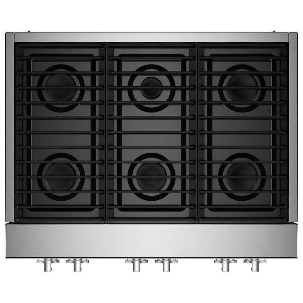 JennAir Noir JGCP436HM Ga 炉灶,36 英寸外部宽度,6 个燃烧器,20,000 BTU 最高燃烧器,不锈钢色