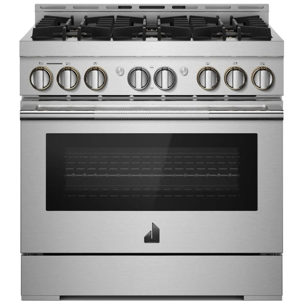 JennAir Rise JGRP436HL Gas Range, 5.1 cu. ft. Capacity, 36 inch Exterior Width, Self Clean, True Convection, 6 Burners, 20,000 BTU