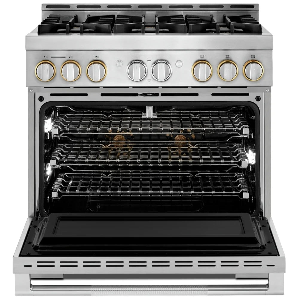 JennAir Rise JGRP436HL Gas Range, 5.1 cu. ft. Capacity, 36 inch Exterior Width, Self Clean, True Convection, 6 Burners, 20,000 BTU