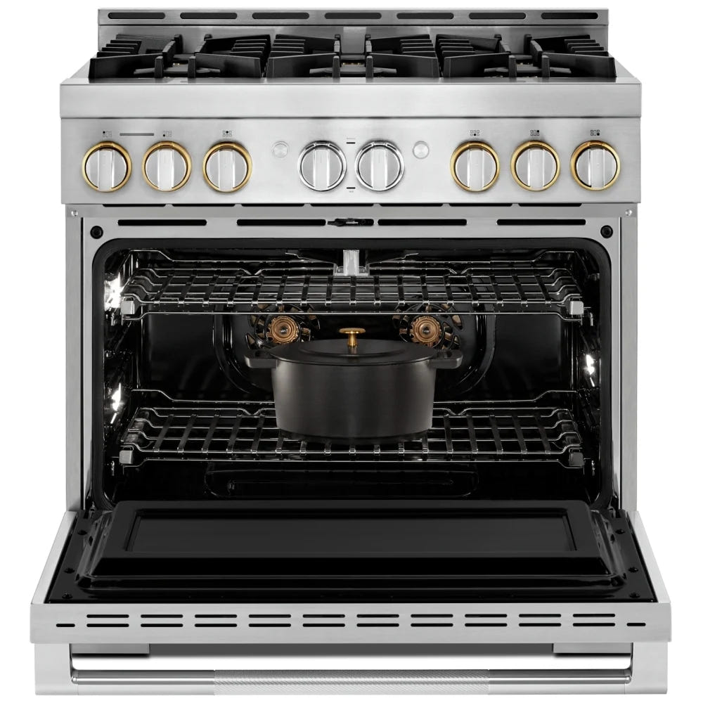 JennAir Rise JGRP436HL Gas Range, 5.1 cu. ft. Capacity, 36 inch Exterior Width, Self Clean, True Convection, 6 Burners, 20,000 BTU