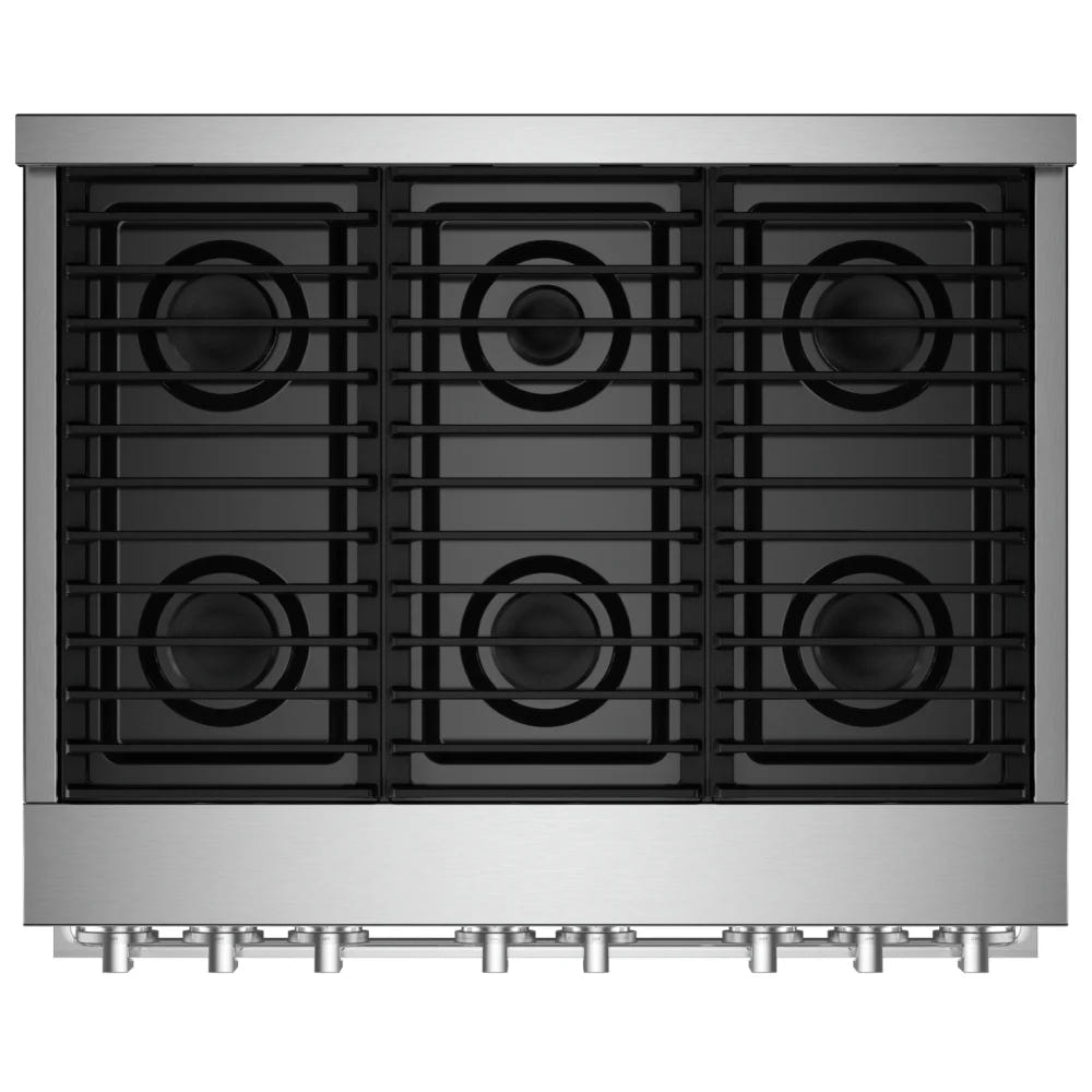 JennAir Rise JGRP536HL Gas Range, 5.1 cu. ft. Capacity, 36 inch Exterior Width, Self Clean, True Convection, 4 Burners, 20,000 BTU